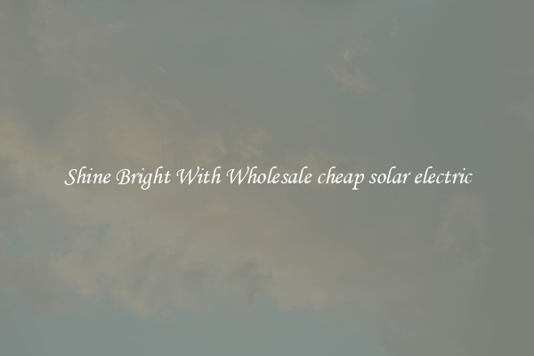 Shine Bright With Wholesale cheap solar electric