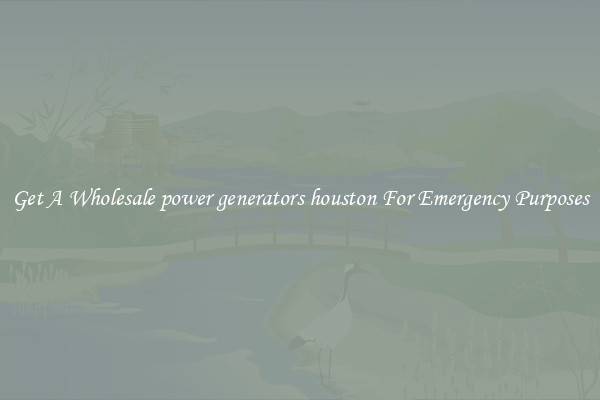 Get A Wholesale power generators houston For Emergency Purposes